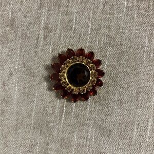 Elegant Brown and Amber Crystal Brooch